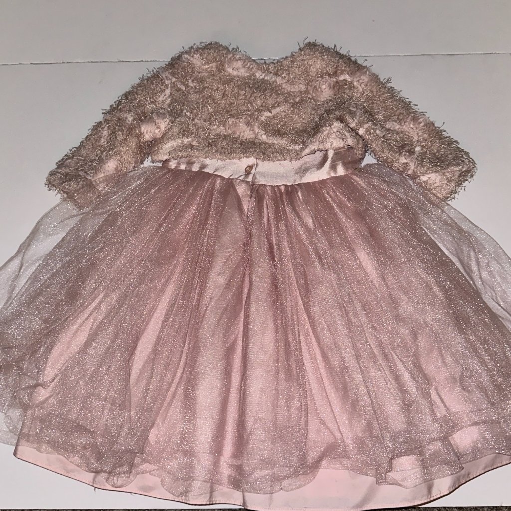 Pippa & Julie Dress Size 3t Dusty Pink With Fuzzy Jacket Easter Tulle Euc — image 7 of 8
